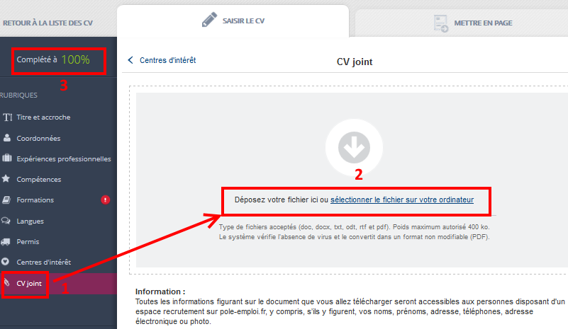 cv en ligne gratuit pole emploi