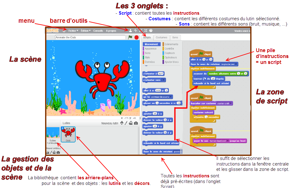 écran principal Scratch 2.0