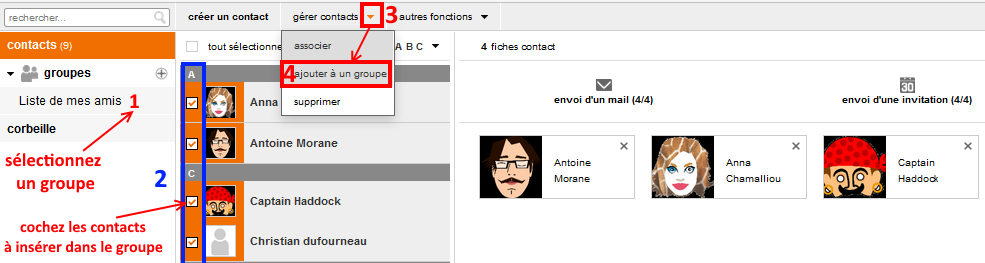 ajouter des contacts à un groupe Orange