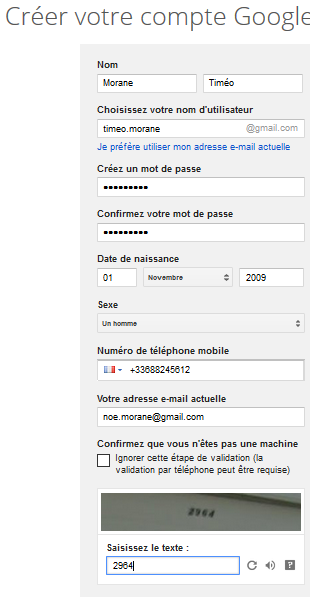 créer un compte Google