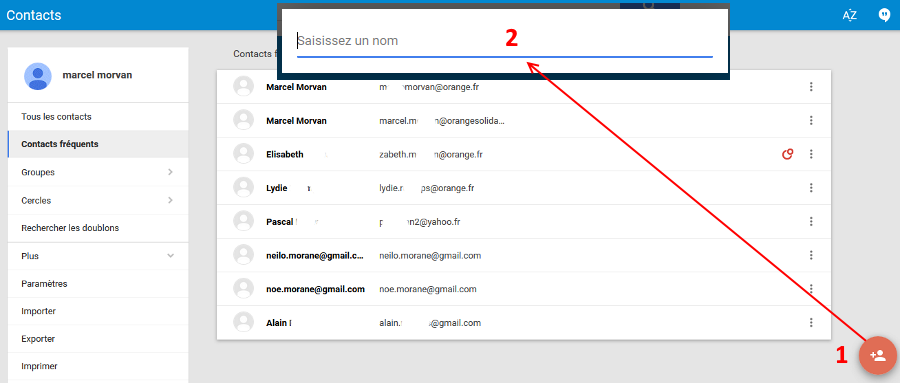 Gmail créer un contact