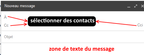 Gmail sélectionner des contacts dans un message 