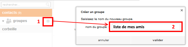 créer un groupe de contacts Orange