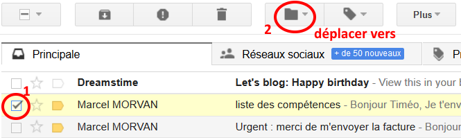 Gmail déplacer un message vers