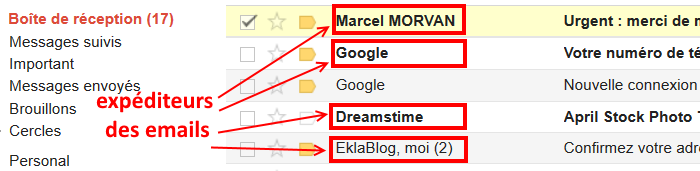 Gmail expéditeur dun e-mail