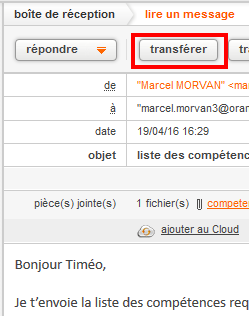 transférer un mail Orange