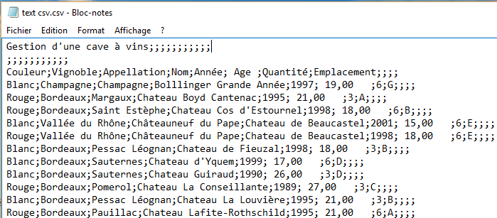 Quizz Excel sur le fichier CSV