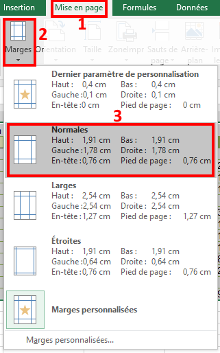 définir les marges de la feuille