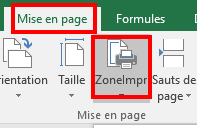 définir une zone d'impression dans Excel