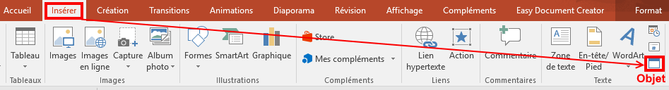 Powerpoint insérer un fichier excel