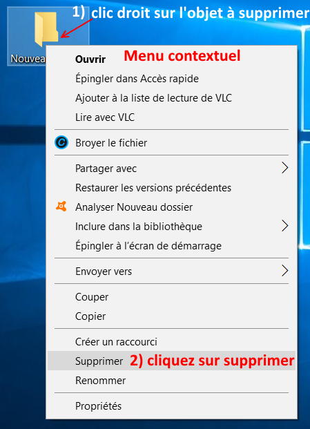 comment supprimer un fichier ou un dossie Windows ?