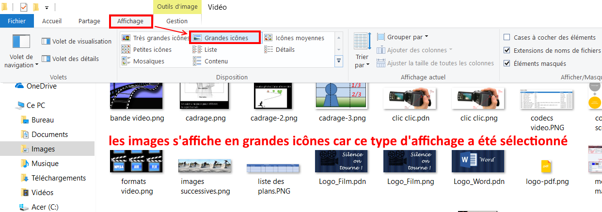 l'explorateur de fichiers Windows