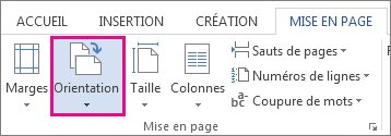 Options d’orientation de page